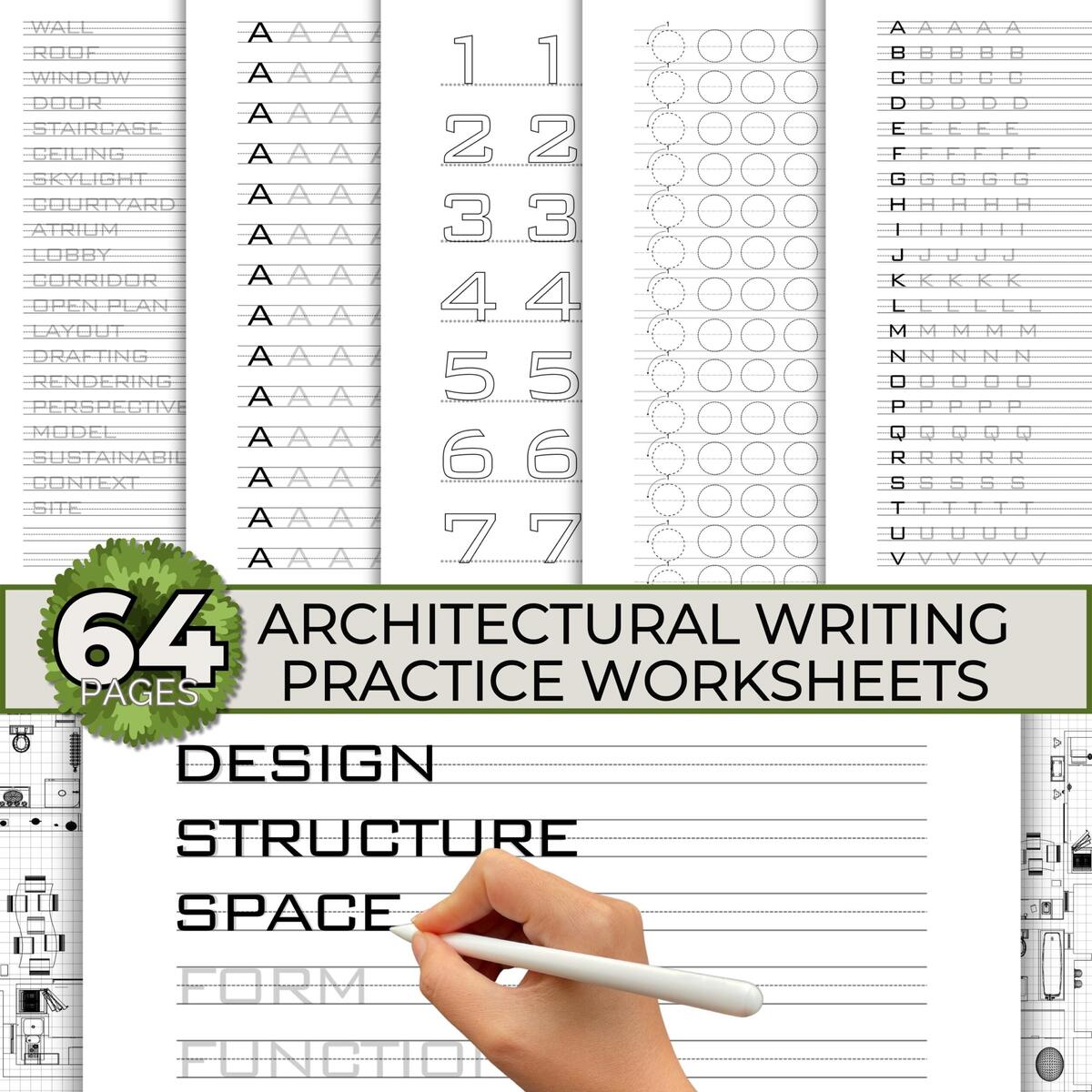Architectural Handwriting Worksheets Neat Architect Printable Lettering Workbook Architect Font Practice Sheet Alphabet Writing Practice Etsy