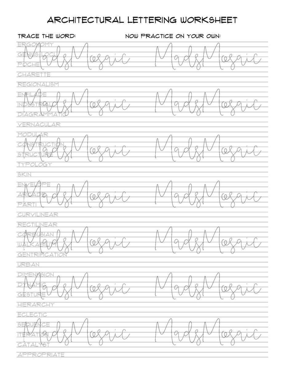 Architectural Lettering Workbook Technical Handwriting Practice PDF Download Etsy Weekly Hand Draft Architectural LETTERING Burak Eceral