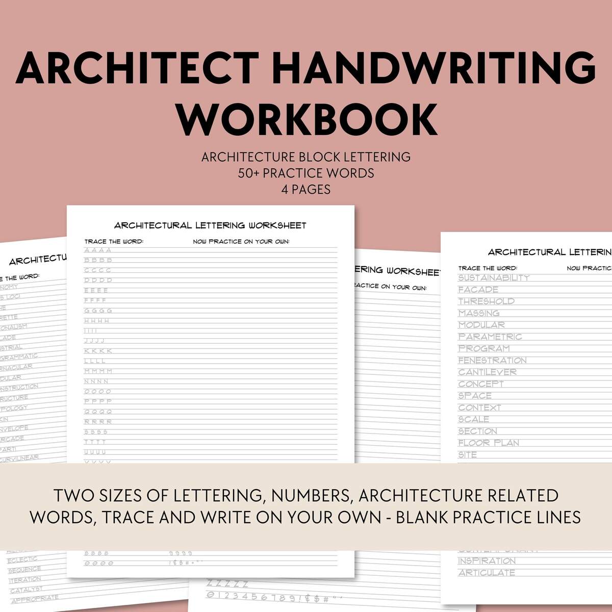 Architectural Lettering Workbook Technical Handwriting Practice PDF Download Etsy