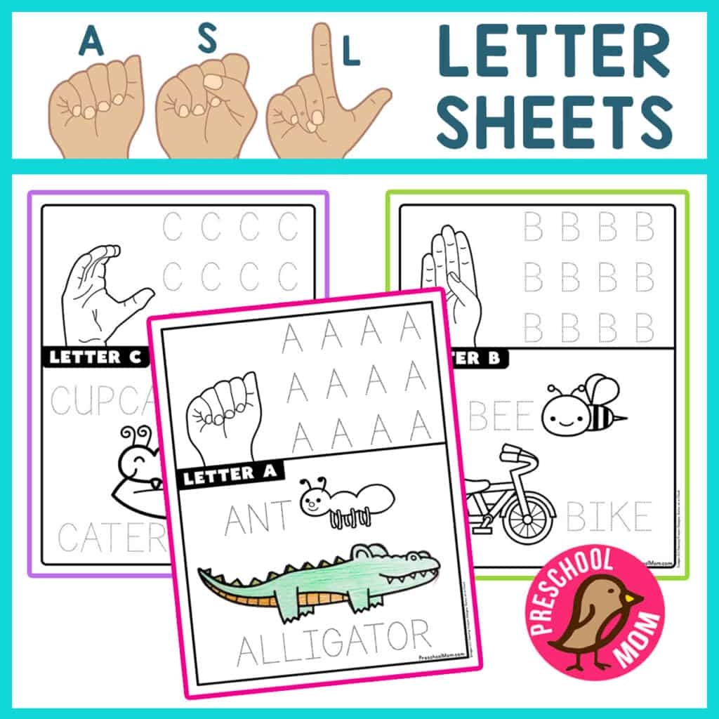 ASL Alphabet Worksheets Preschool Mom