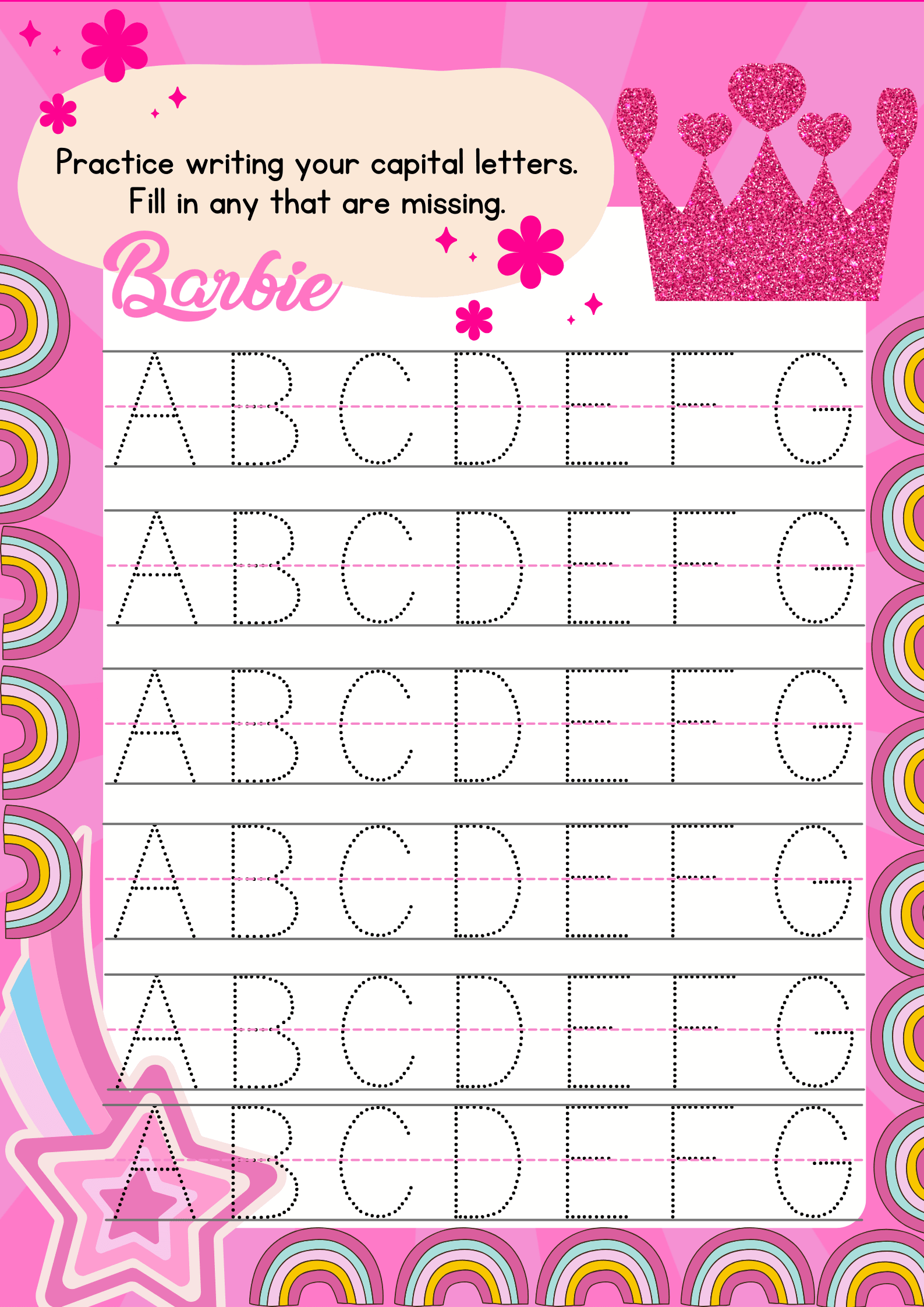 Barbie Letter Practice By Nicoleann Velunta Raket PH Barbie Letter Practice By Nicoleann Velunta Raket PH