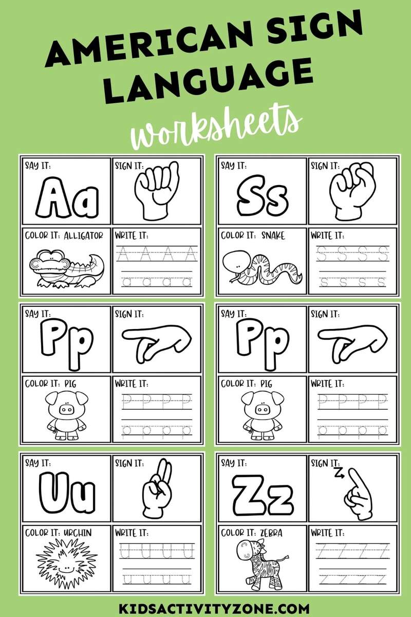 Beginner American Sign Language Worksheets Kids Activity Zone Beginner American Sign Language Worksheets Kids Activity Zone