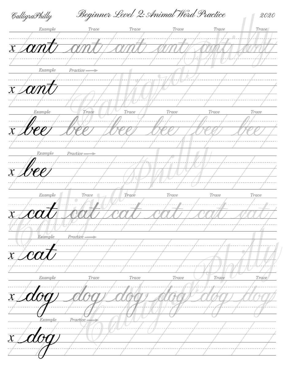 Beginner Calligraphy Practice Worksheet Animal Theme Digital Download Etsy Beginner Calligraphy Practice Worksheet Animal Theme Digital Download Etsy