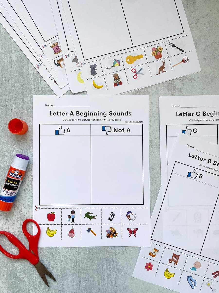 Beginning Sounds Cut Paste Worksheets Literacy Learn Beginning Sounds Cut Paste Worksheets Literacy Learn