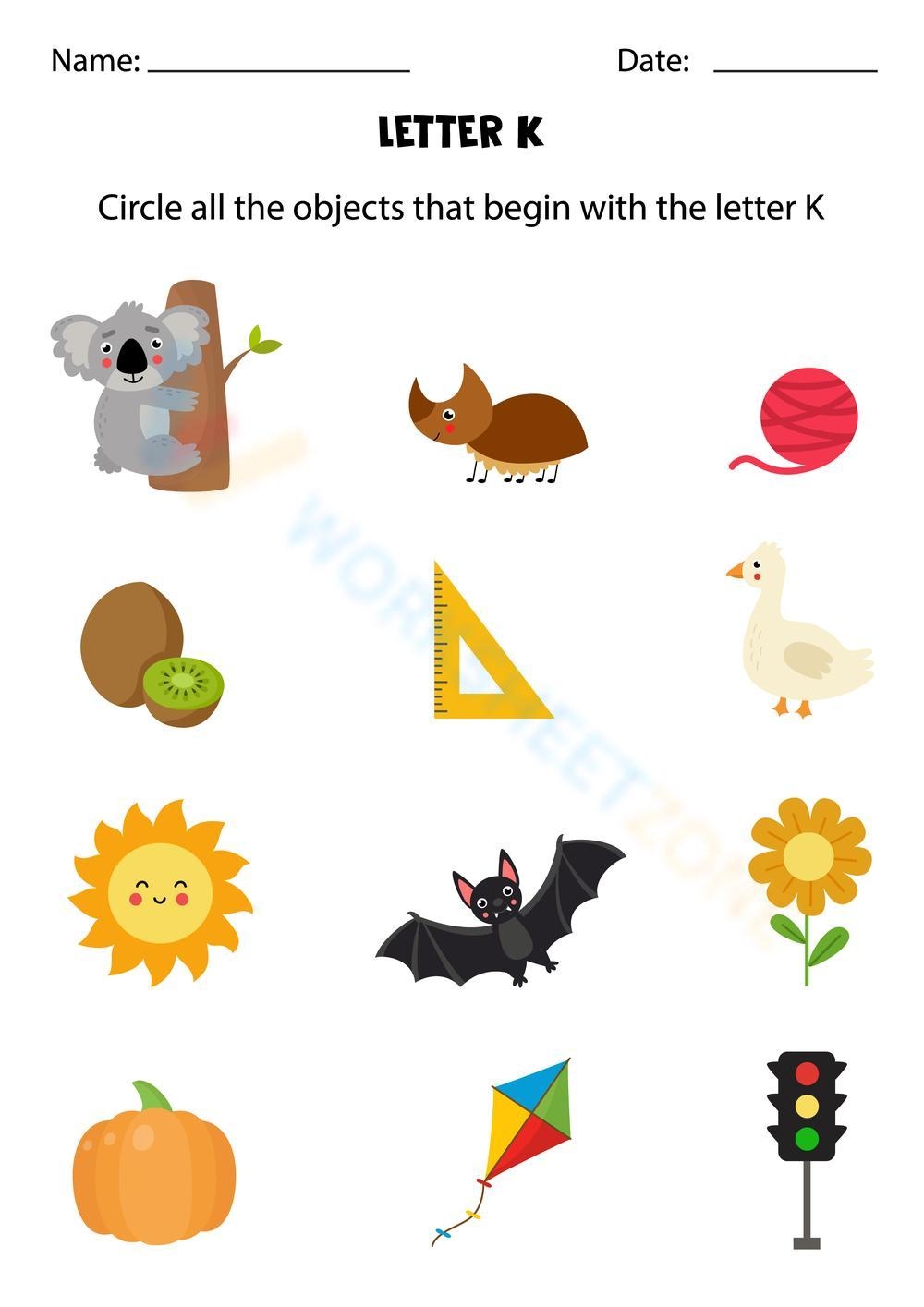 Beginning Sounds With Letter K Worksheet