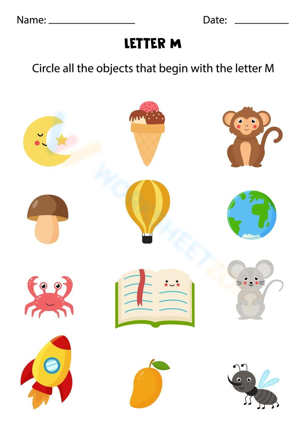Beginning Sounds With Letter M Worksheet