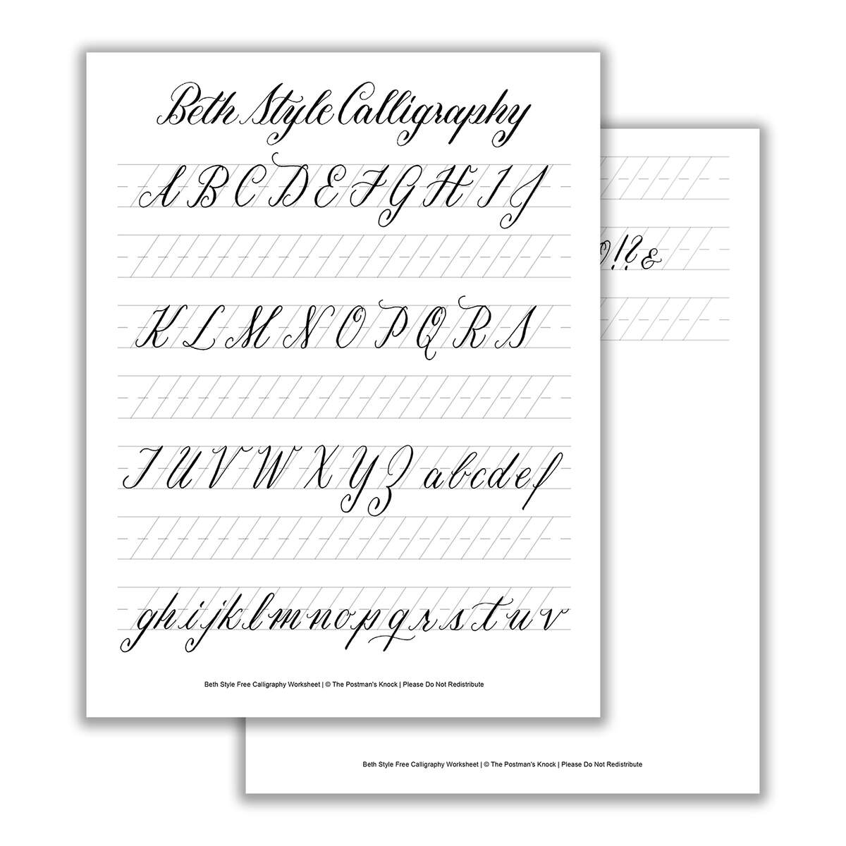 Beth Style Calligraphy Standard Worksheet The Postman S Knock BUNDLE Save Hand Lettering Practice Sheets 10 Ways To Hand Letter The Alphabet Uppercase Lowercase Learn Brush Calligraphy Etsy