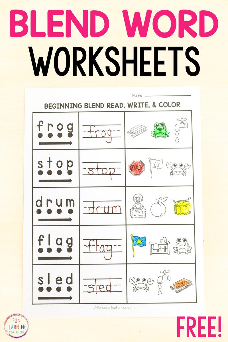 Blend Word Read Write And Color Worksheets