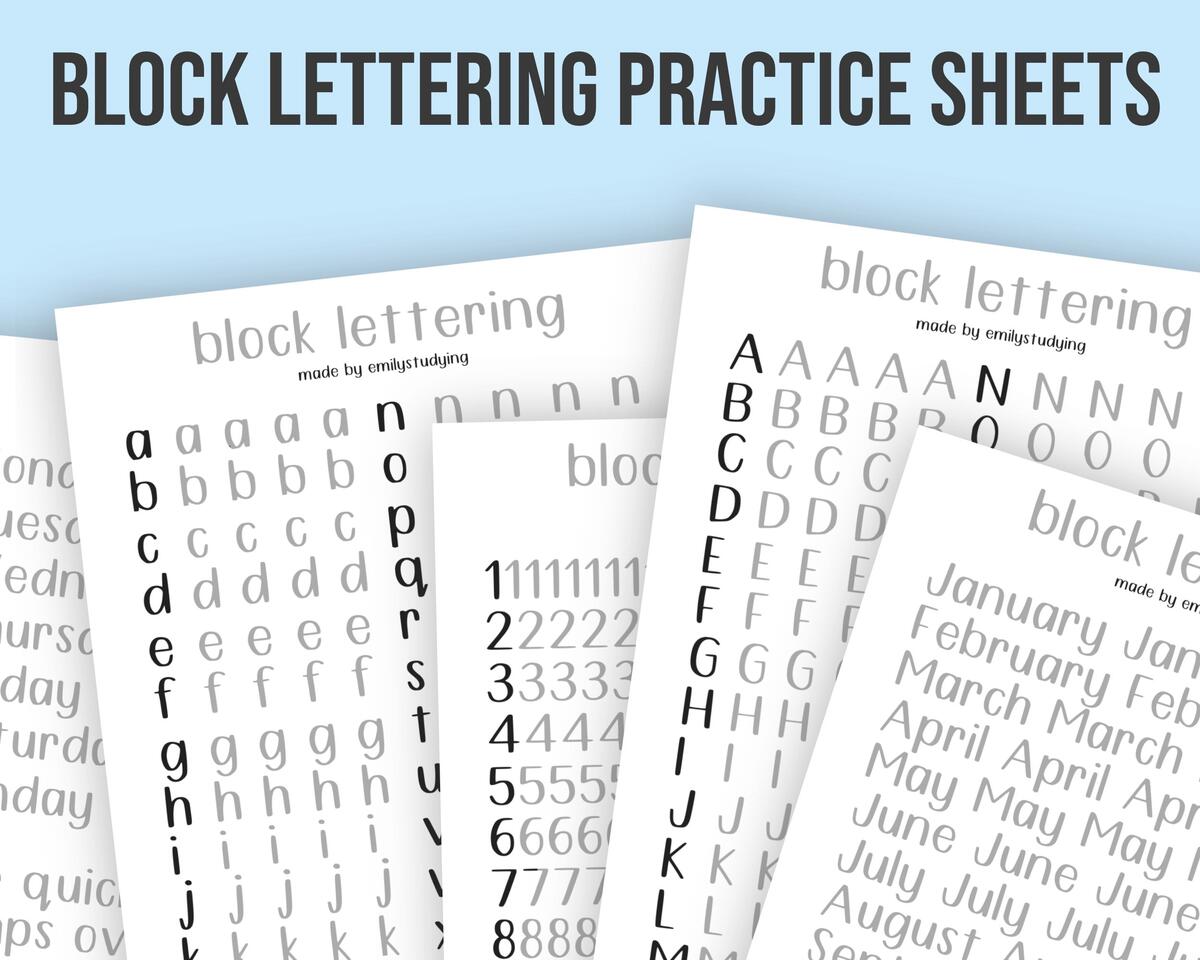 Block Lettering Handwriting Practice Sheets Etsy Block Lettering Handwriting Practice Sheets Etsy