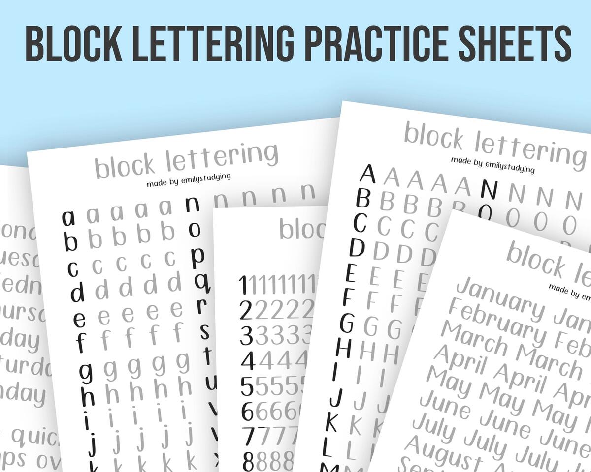 Block Lettering Handwriting Practice Sheets Etsy Block Lettering Handwriting Practice Sheets Etsy