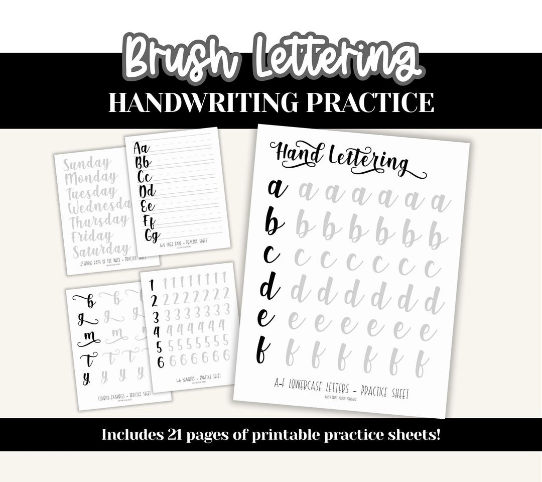 Brush Script Lettering Practice Easy Calligraphy Alphabet PDF Etsy