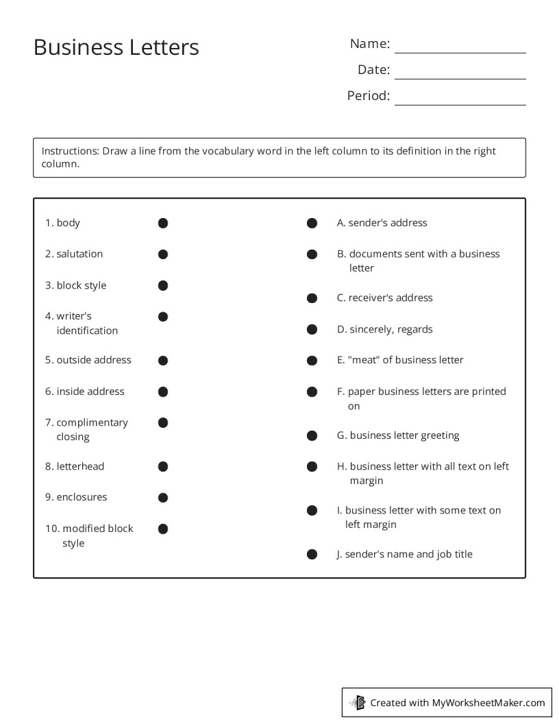 Business Letters My Worksheet Maker Create Your Own Worksheets Business Letters My Worksheet Maker Create Your Own Worksheets