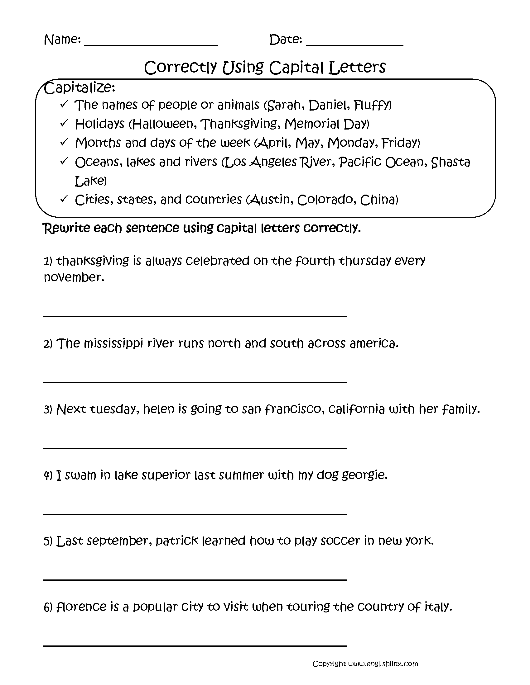 Capitalization Worksheets Correctly Using Capitalization Worksheets Capitalization Worksheets Correctly Using Capitalization Worksheets