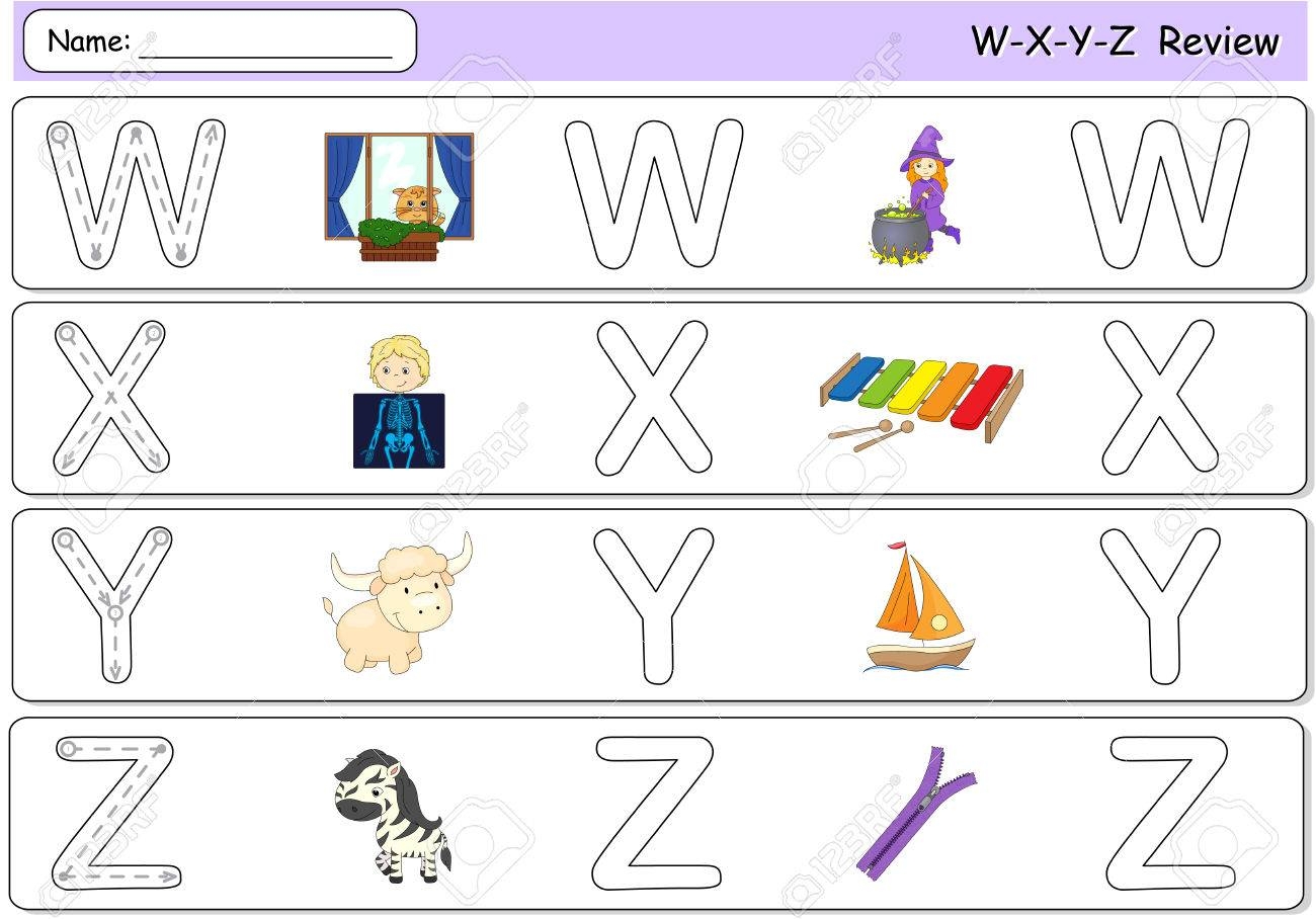 Cartoon Witch Window X ray Boy Xylophone Yak Yacht Zebra And Zipper Alphabet Tracing Worksheet W X Y Z Review Royalty Free SVG Cliparts Vectors And Stock Illustration Image 67762512