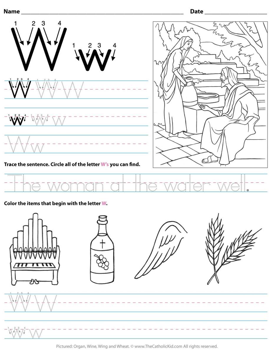 Catholic Alphabet Letter W Worksheet Preschool Kindergarten TheCatholicKid Catholic Alphabet Letter W Worksheet Preschool Kindergarten TheCatholicKid