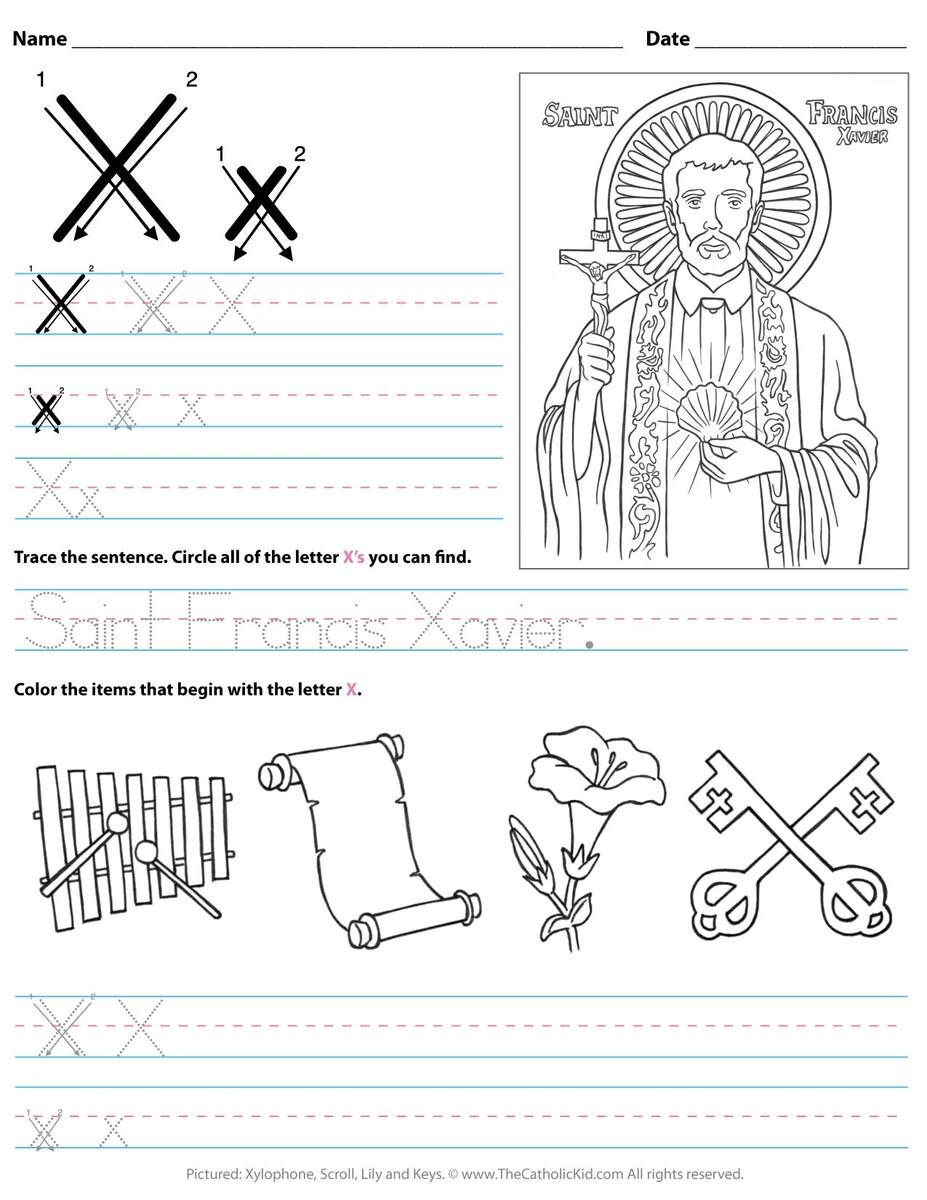 Catholic Alphabet Letter X Worksheet Preschool Kindergarten TheCatholicKid