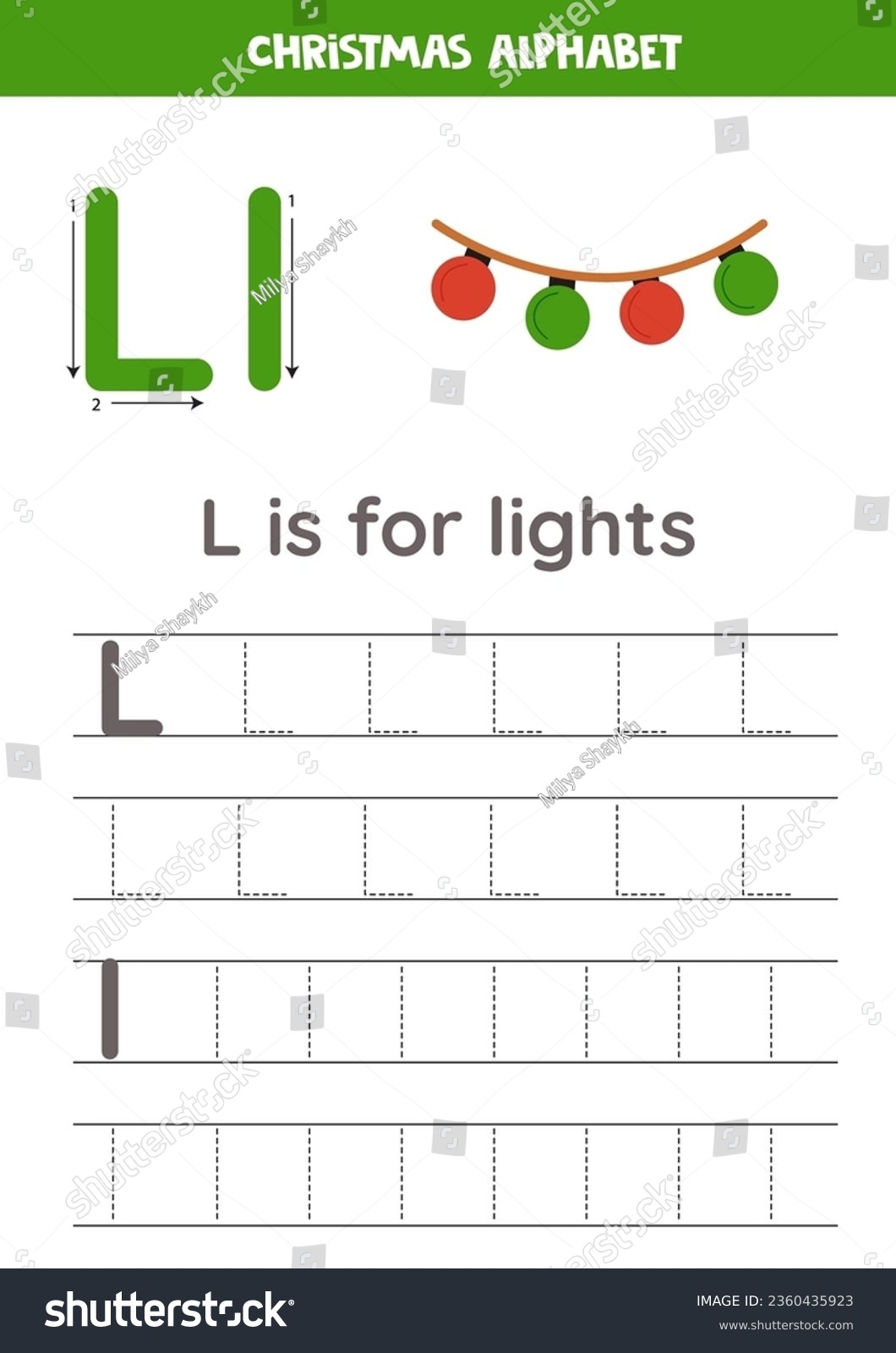 Christmas Alphabet Writing Preschool Kids Letter Stock Vector Royalty Free 2360435923 Shutterstock