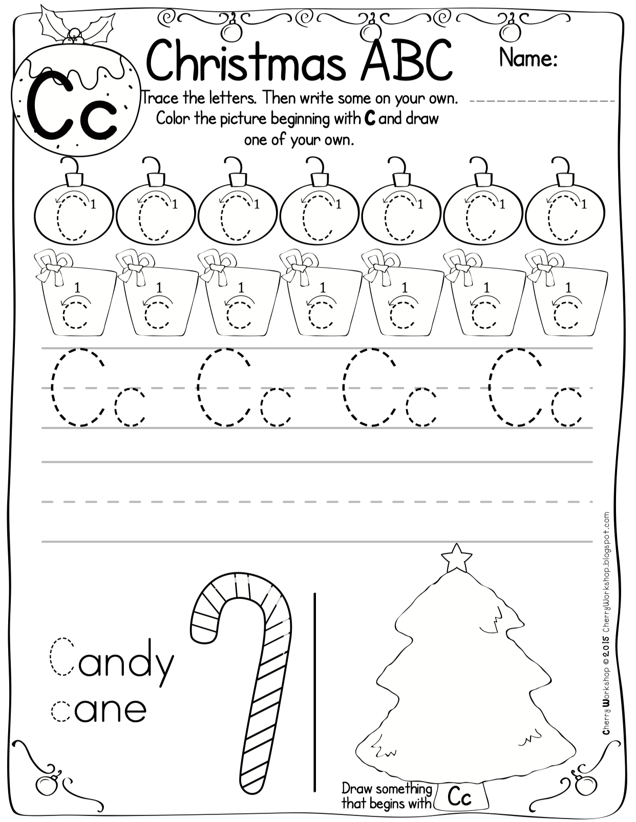 Christmas Letter Maze Preschool Worksheets