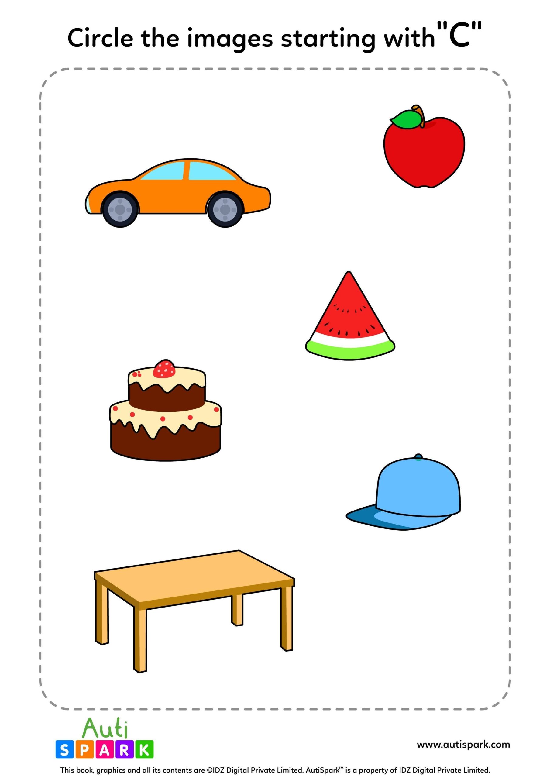 Circle The Pictures Starting With Given Alphabet Special Education Worksheets