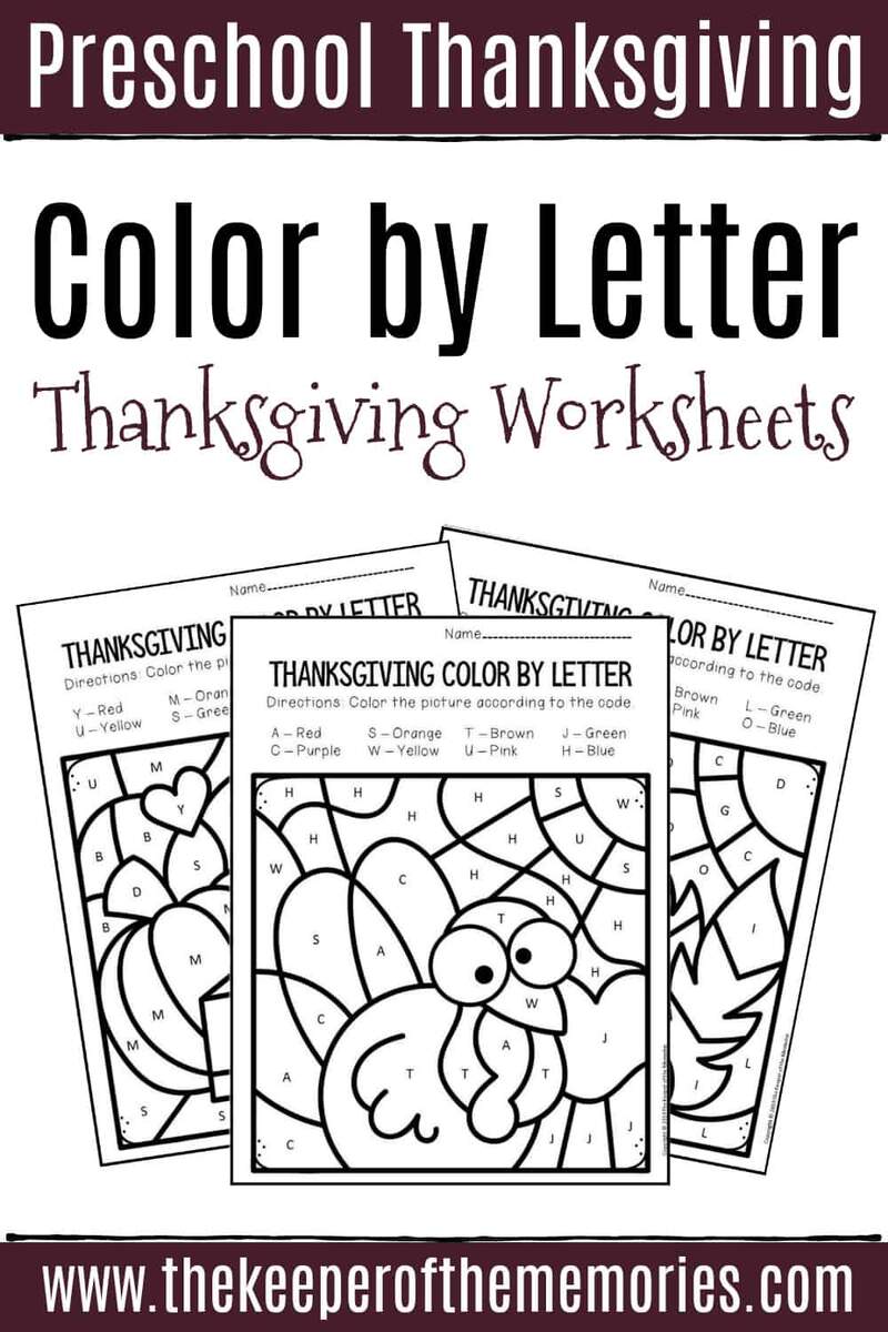 Color By Letter Thanksgiving Preschool Worksheets Color By Letter Thanksgiving Preschool Worksheets