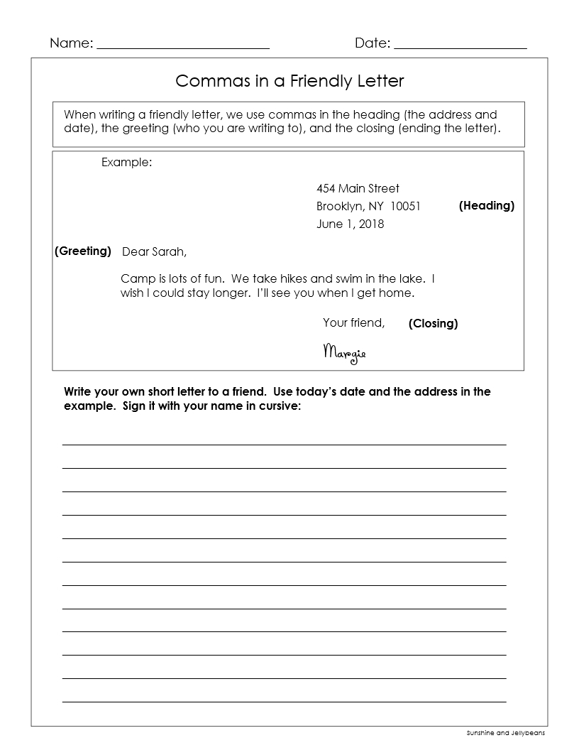 Commas In Dates Places Lists Letters Grades 2 3 4 7 Worksheets Google Drive Made By Teachers