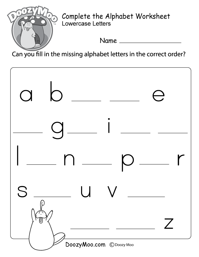 Complete The Alphabet Worksheet Free Printable Doozy Moo Alphabet Letter Tracing Worksheets To Learn Letter Formation