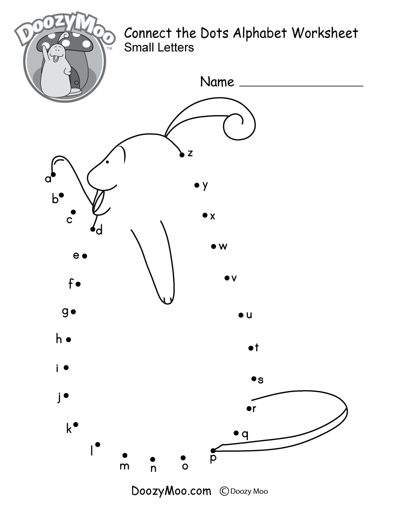 Connect The Dots Worksheet Small Letters Doozy Moo Connect The Dots Worksheet Small Letters Doozy Moo