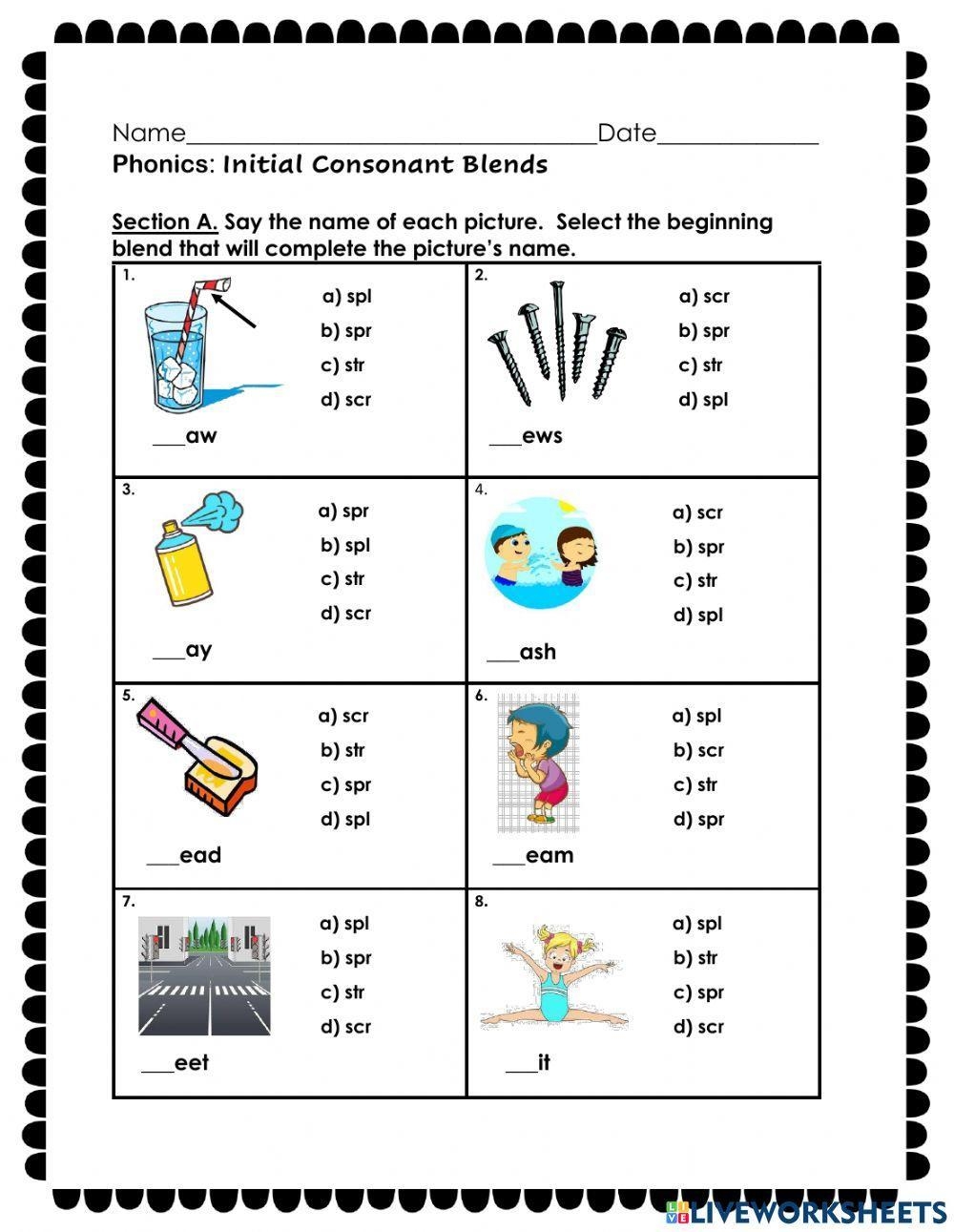 Consonant Blends 3 Letters Interactive Worksheet Worksheets Library Three Letter Consonant Blends Phonics Activities For Orton Gillingham Lessons The Literacy Nest
