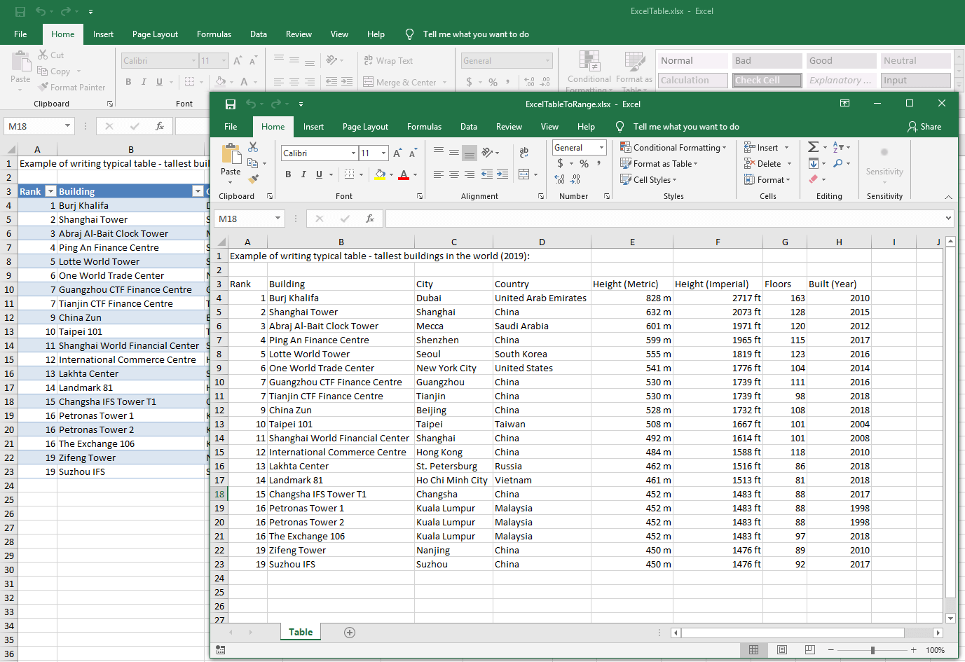 Convert An Excel Table To A Range From Your C VB NET Applications GemBox Spreadsheet Example Convert An Excel Table To A Range From Your C VB NET Applications GemBox Spreadsheet Example