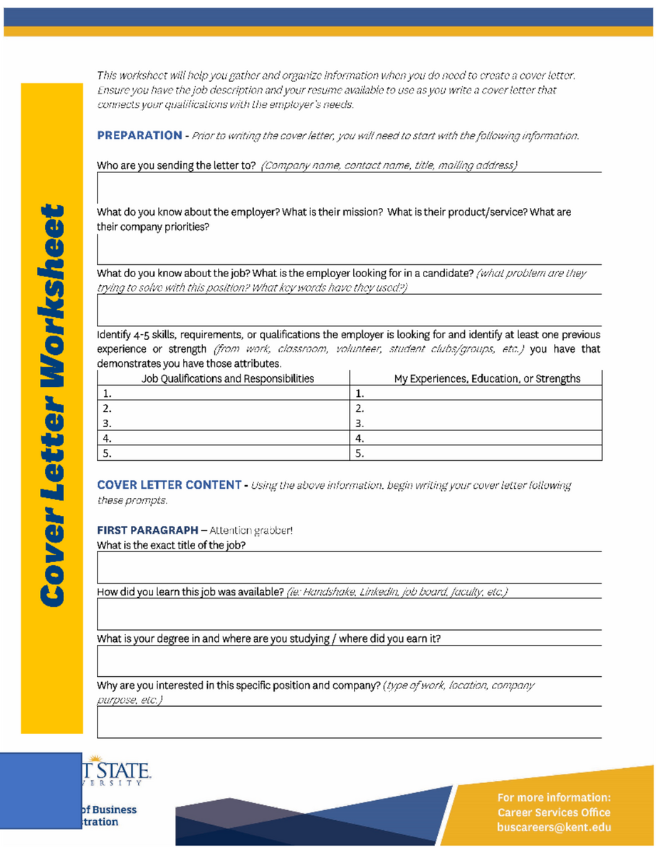 Cover Letter Worksheet For Effective Job Applications Studocu Cover Letter Worksheet For Effective Job Applications Studocu