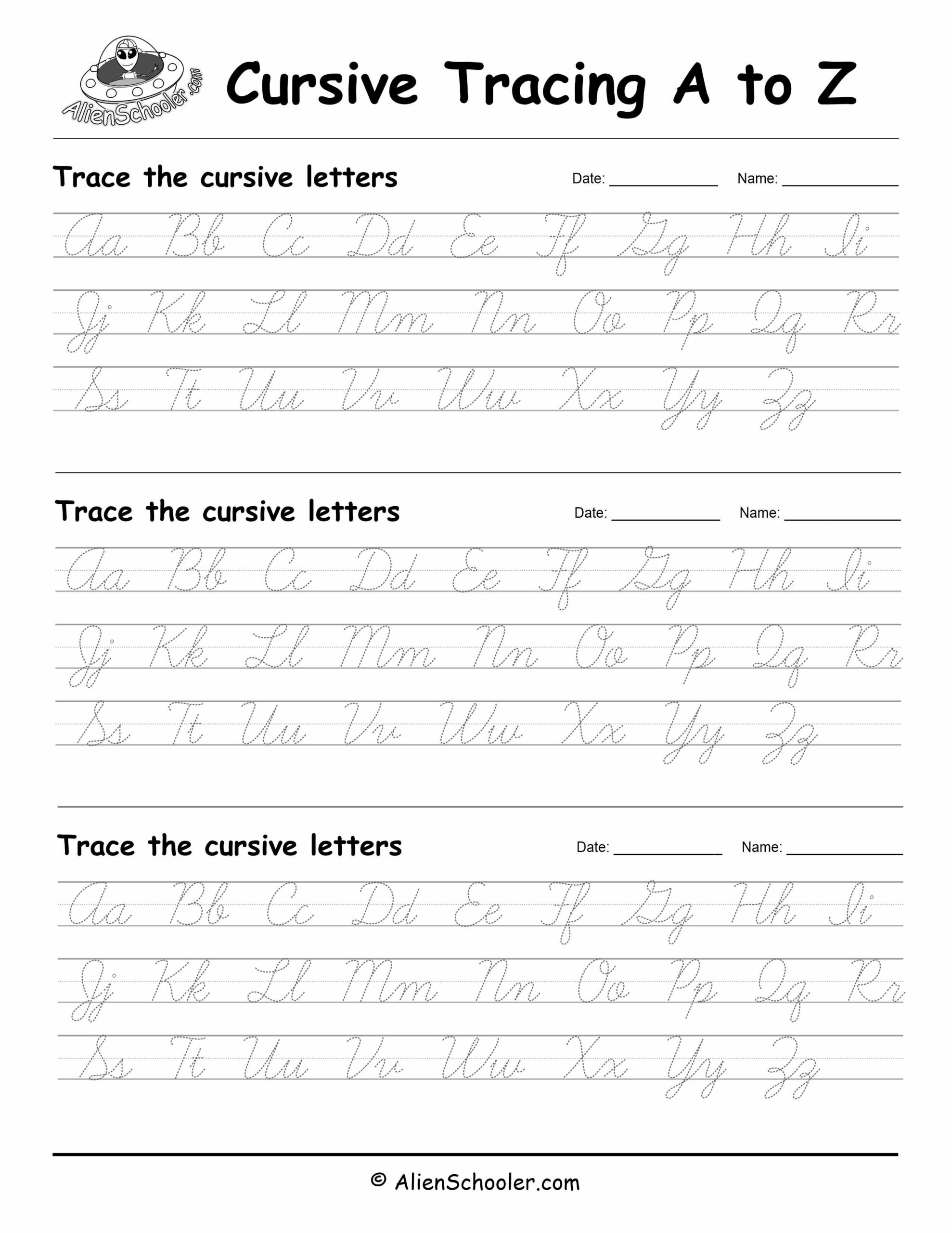 Cursive Alphabet To Trace Free Printable PDF Alien Schooler Free Printable Cursive Writing Worksheet Templates Canva