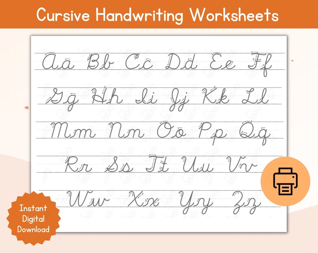 Cursive Alphabet Tracing Worksheet Printable Cursive Alphabet Tracing Worksheet Learn Cursive Handwriting Practice Cursive Alphabet Etsy Cursive Letters Handwriting Worksheet Age 2 To 6 Years