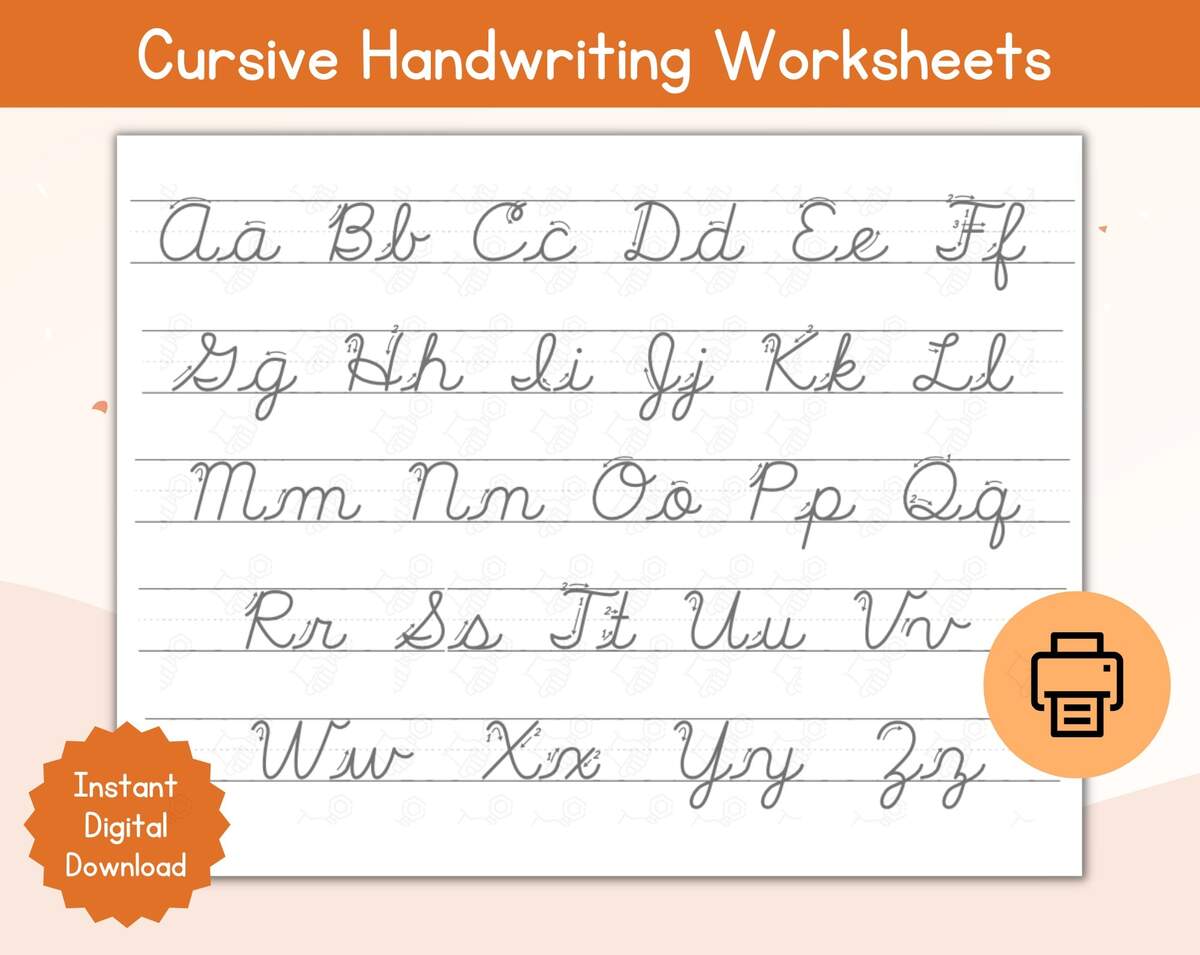 Cursive Alphabet Tracing Worksheet Printable Cursive Alphabet Tracing Worksheet Learn Cursive Handwriting Practice Cursive Alphabet Etsy