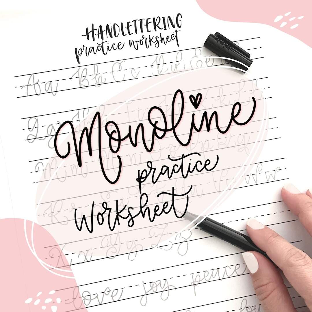 Cursive Monoline Hand Lettering Style Practice Worksheet Etsy Cursive Monoline Hand Lettering Style Practice Worksheet Etsy