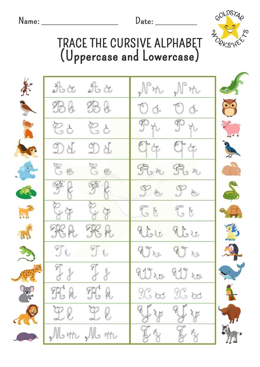 Cursive Tracing Worksheets For Kids Learn To Write A Z In Style