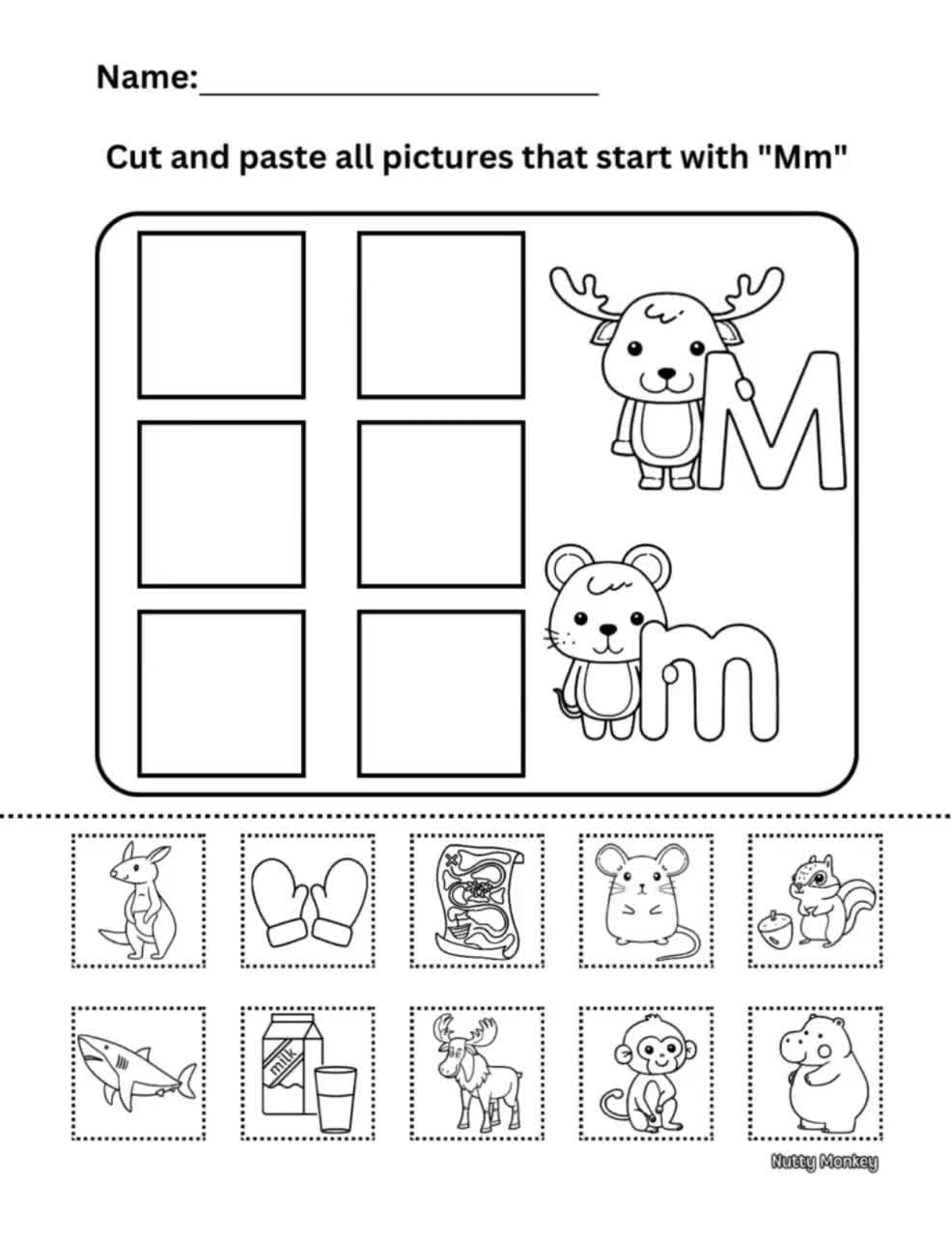Cut And Paste Alphabet Letter Worksheet For Preschool And Kindergarten Etsy
