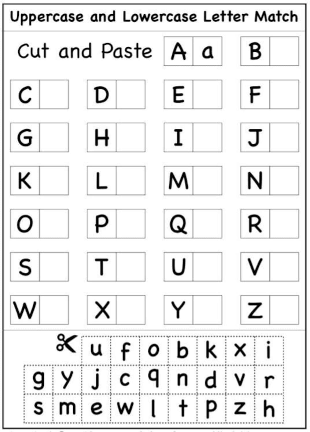 Cut And Paste Alphabet Worksheets Preschool Learning Education Printables Teacher Bundle Best Educational Gift Etsy