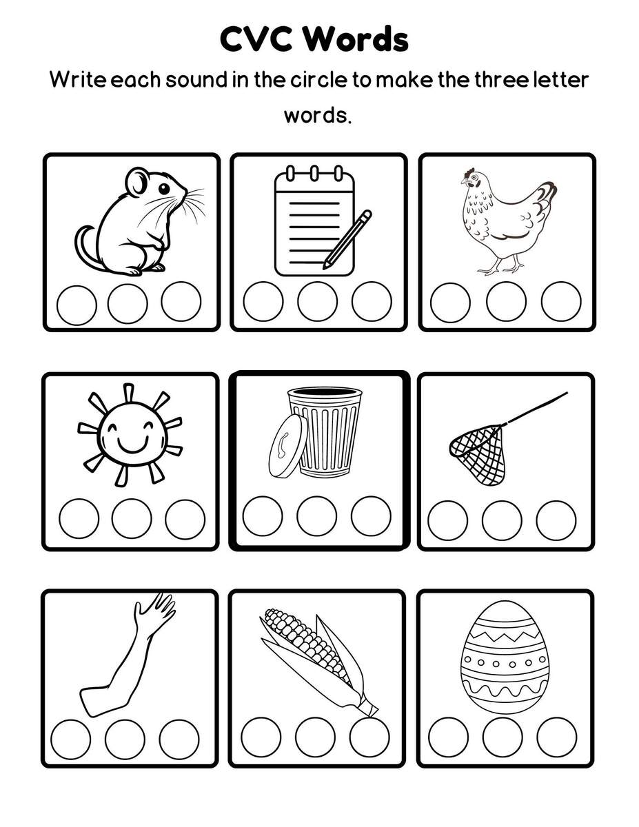 CVC Words Phonics Worksheets Three Letter Word Practice Printable Etsy CVC Words Phonics Worksheets Say And Write Printable With Answers Etsy