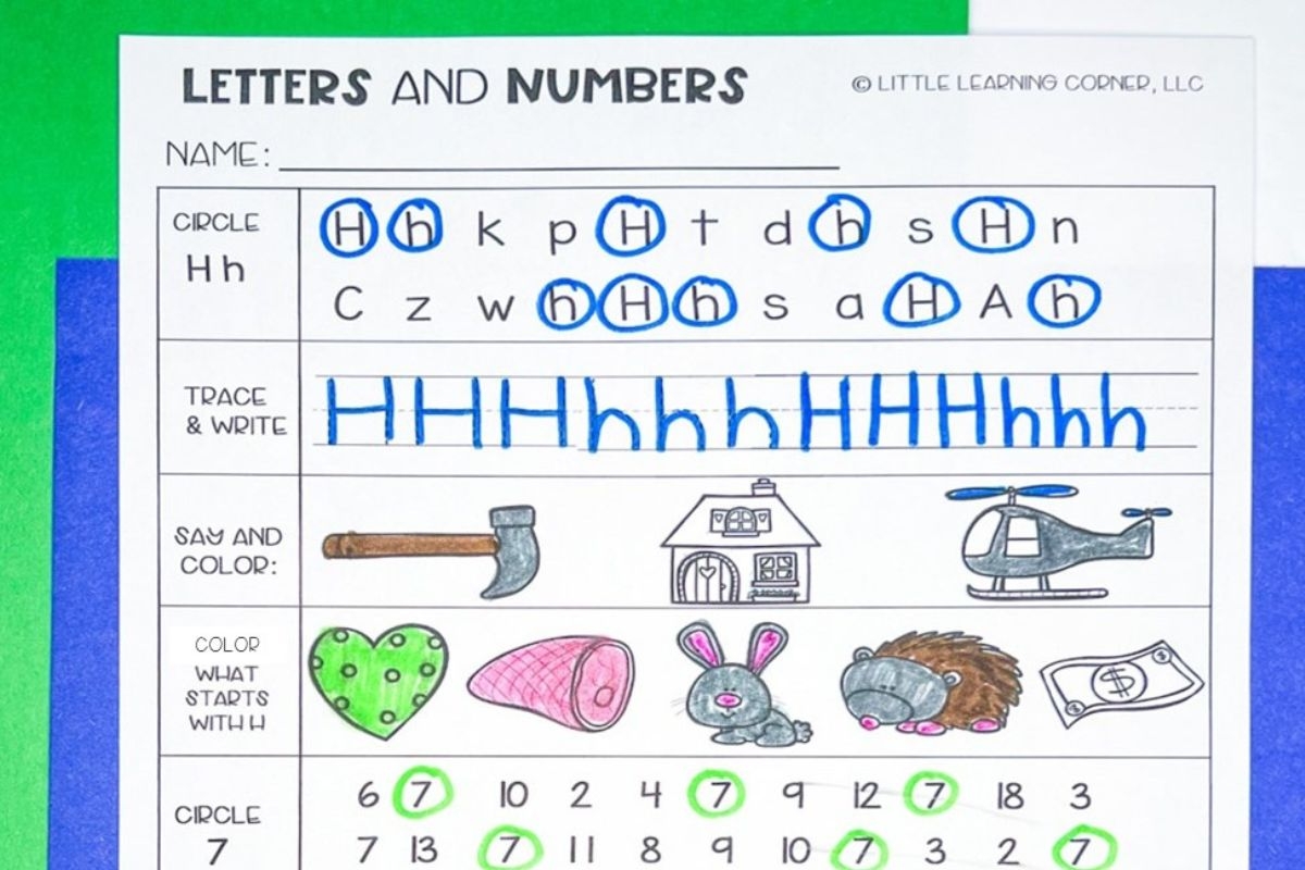 Daily Review Worksheets For Letters And Numbers Little Learning Corner