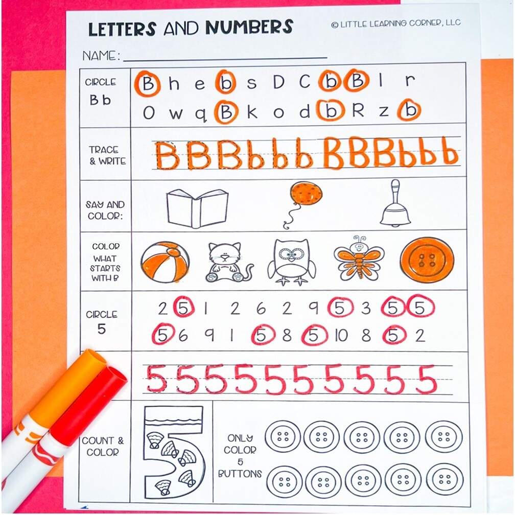 Daily Review Worksheets For Letters And Numbers Little Learning Corner