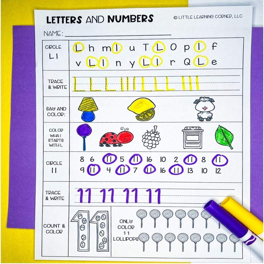 Daily Review Worksheets For Letters And Numbers Little Learning Corner