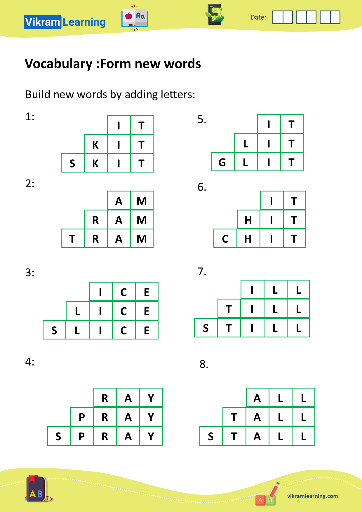 Download Vocabulary Unscramble Words Form New Words Words Ladder Forming New Words By Adding Removing Or Replacing Letters Build New Words Example It Kit Skit Ill Till Still Etc Worksheets Vikramlearning