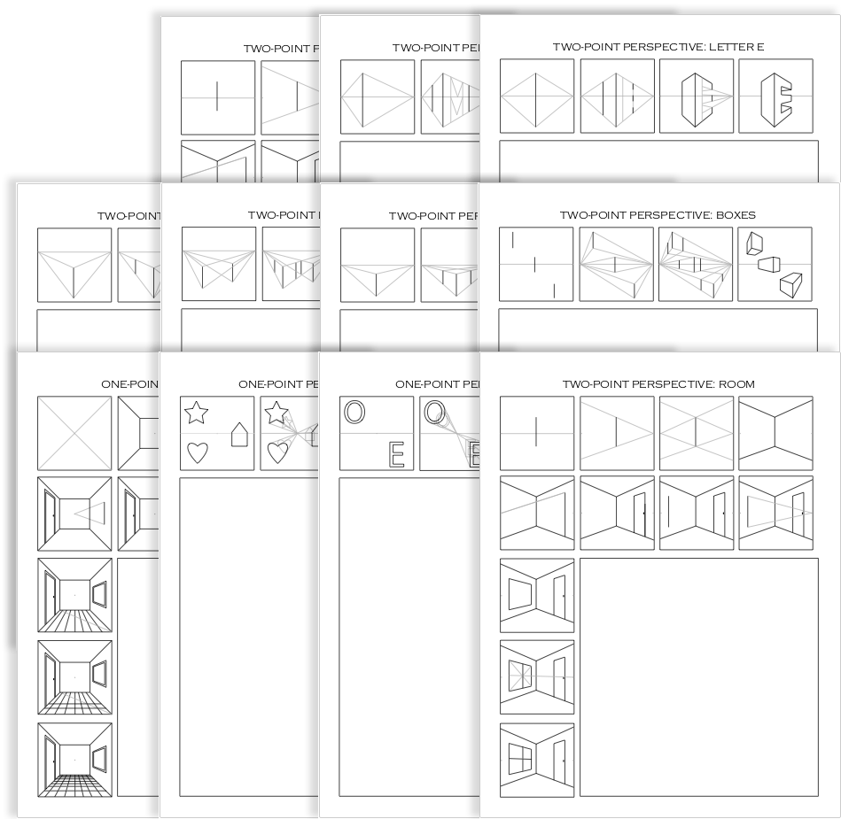 Drawing Perspective 11 Worksheet Bundle Dawn Pedersen Artist