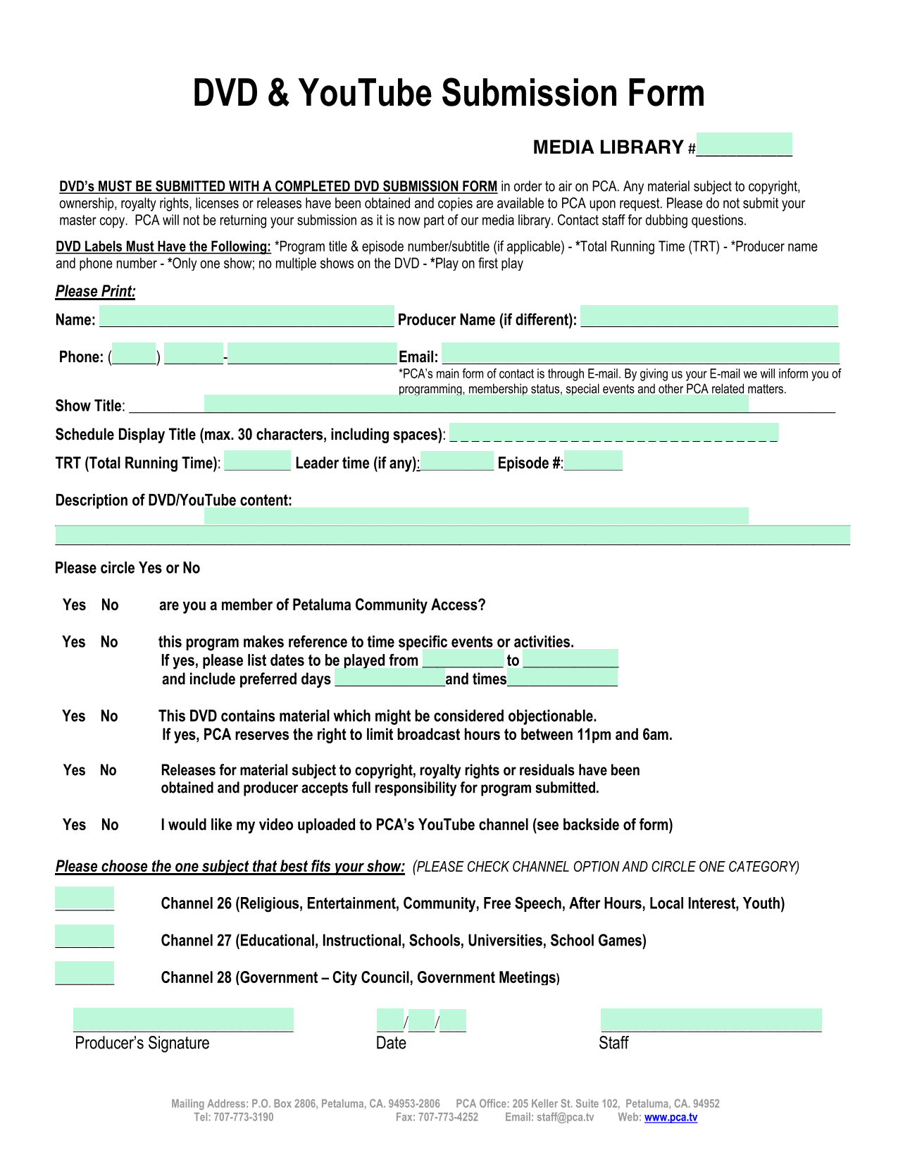 DVD YouTube Submission Form