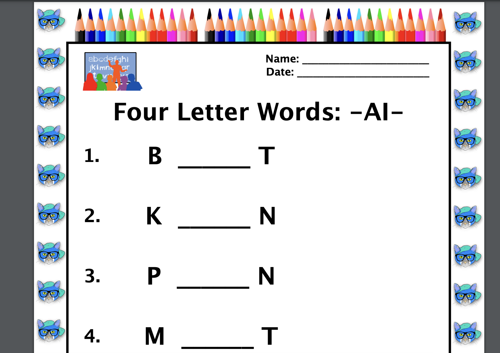 EASY READING 4 Letter Words Vowels 5 Worksheets Made By Teachers