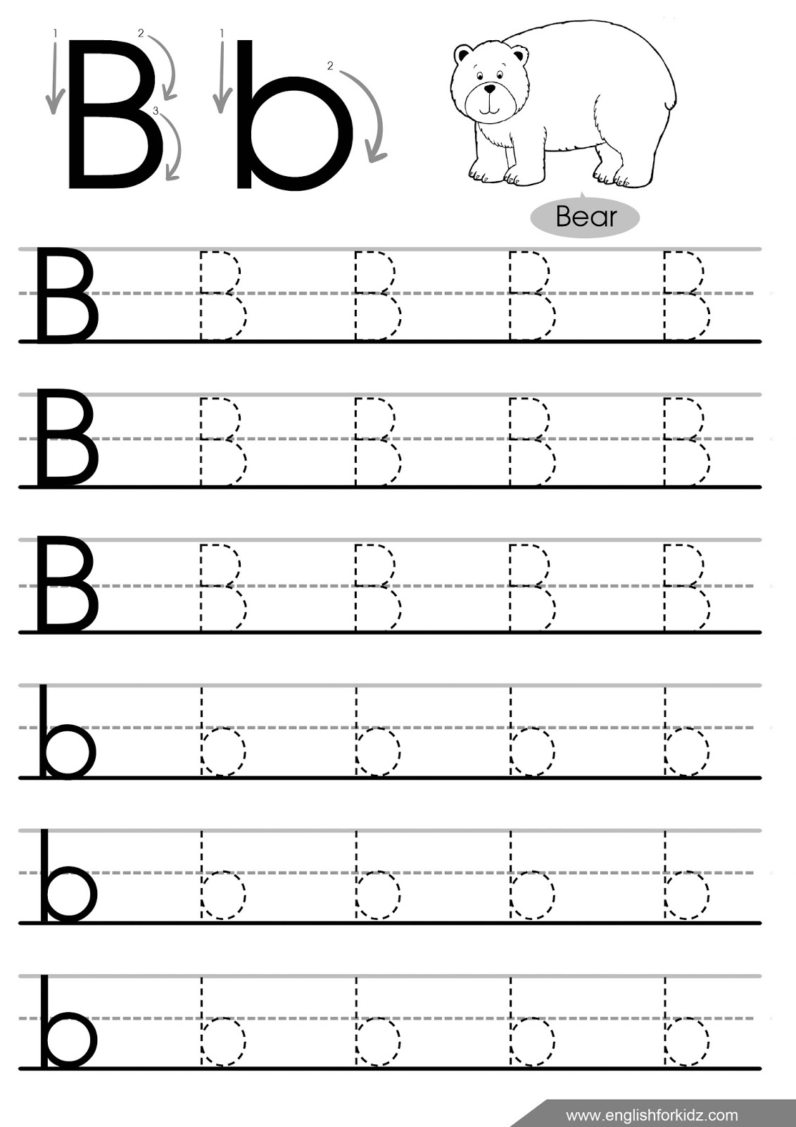 English For Kids Step By Step Letter B Worksheets Flash Cards Coloring Pages Lowercase Letter B Tracing Worksheet Doozy Moo