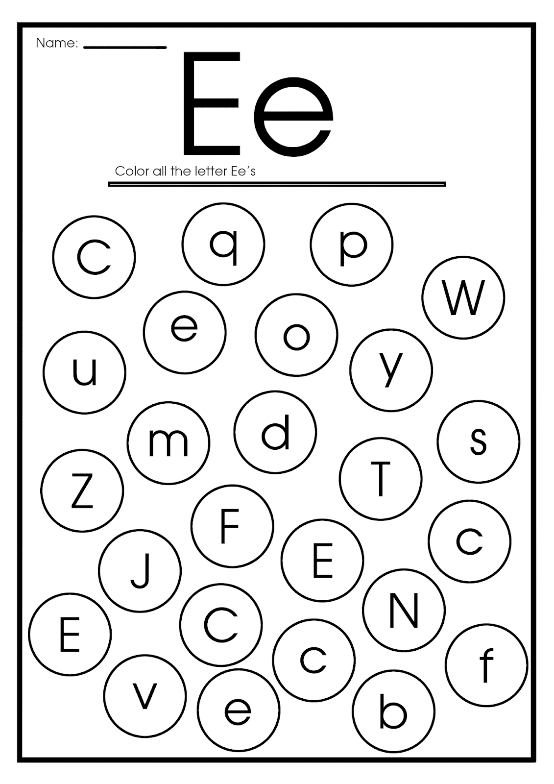 English For Kids Step By Step Letter E Worksheets Flash Cards Coloring Pages Find And Circle Every Letter E Worksheet Royalty Free Vector VectorStock