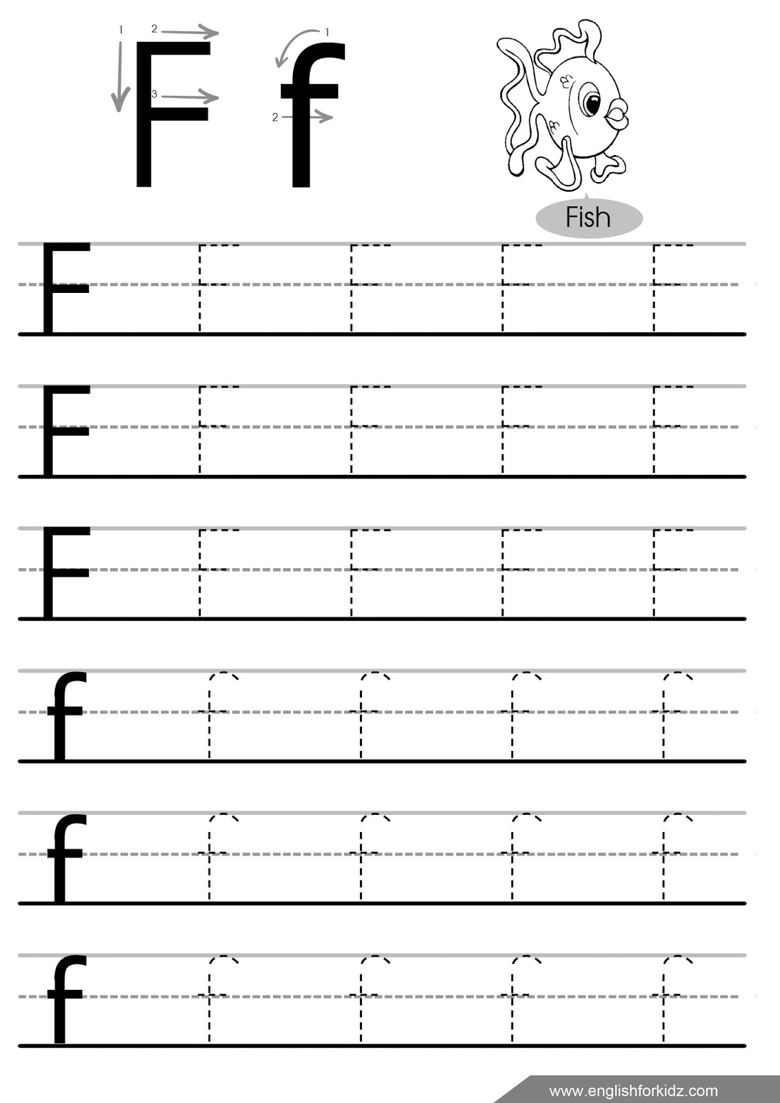 English For Kids Step By Step Letter F Worksheets Flash Cards Coloring Pages