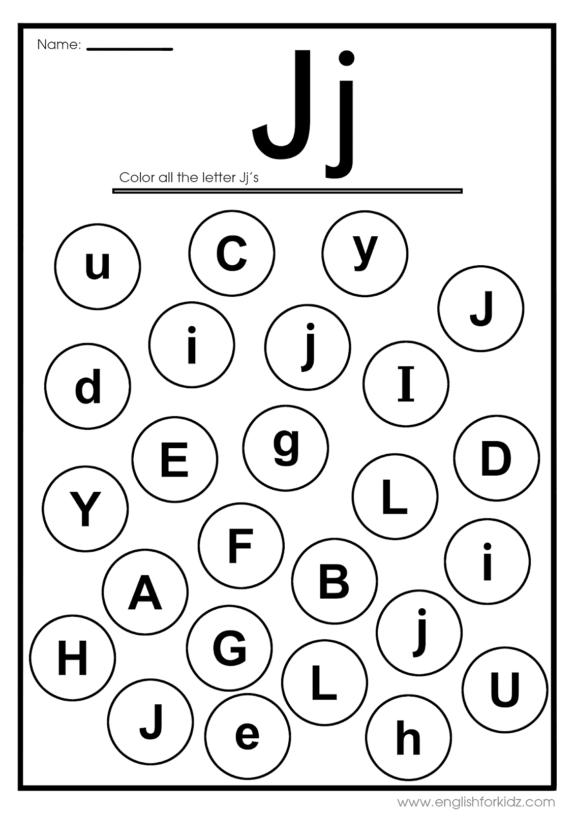 Find And Circle Every Letter J Worksheet For Kindergarten And Preschool Exercises For Children Stock Vector Adobe Stock