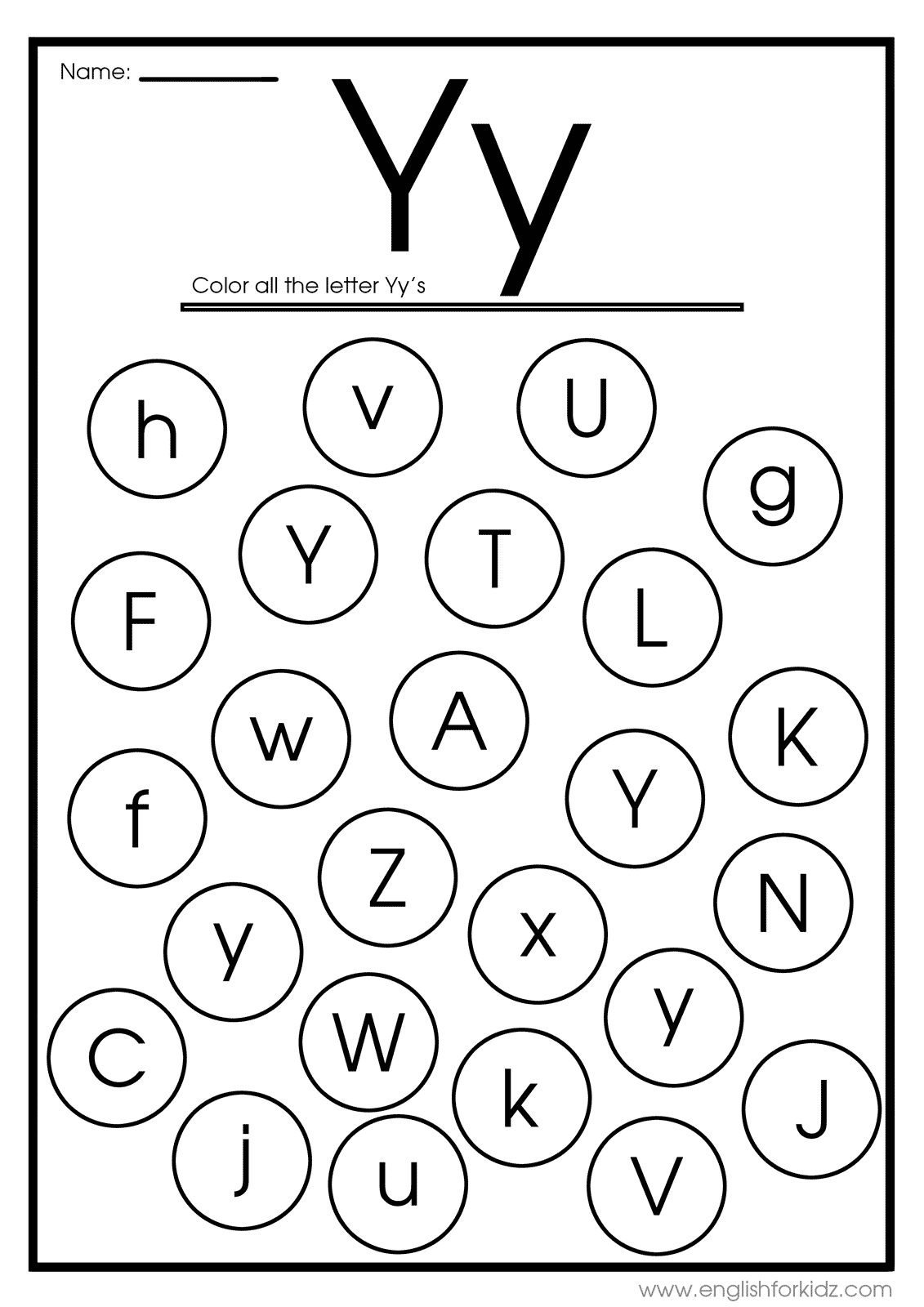 English For Kids Step By Step Letter Y Worksheets Flash Cards Coloring Pages Find And Circle Every Letter Y Worksheet Royalty Free Vector VectorStock
